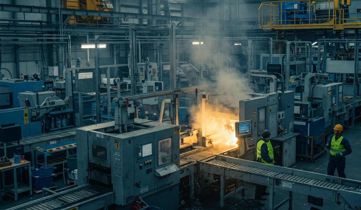 Début d'incendie sur un outil de production industrielle, le début d'une crise continuité de la production industriel