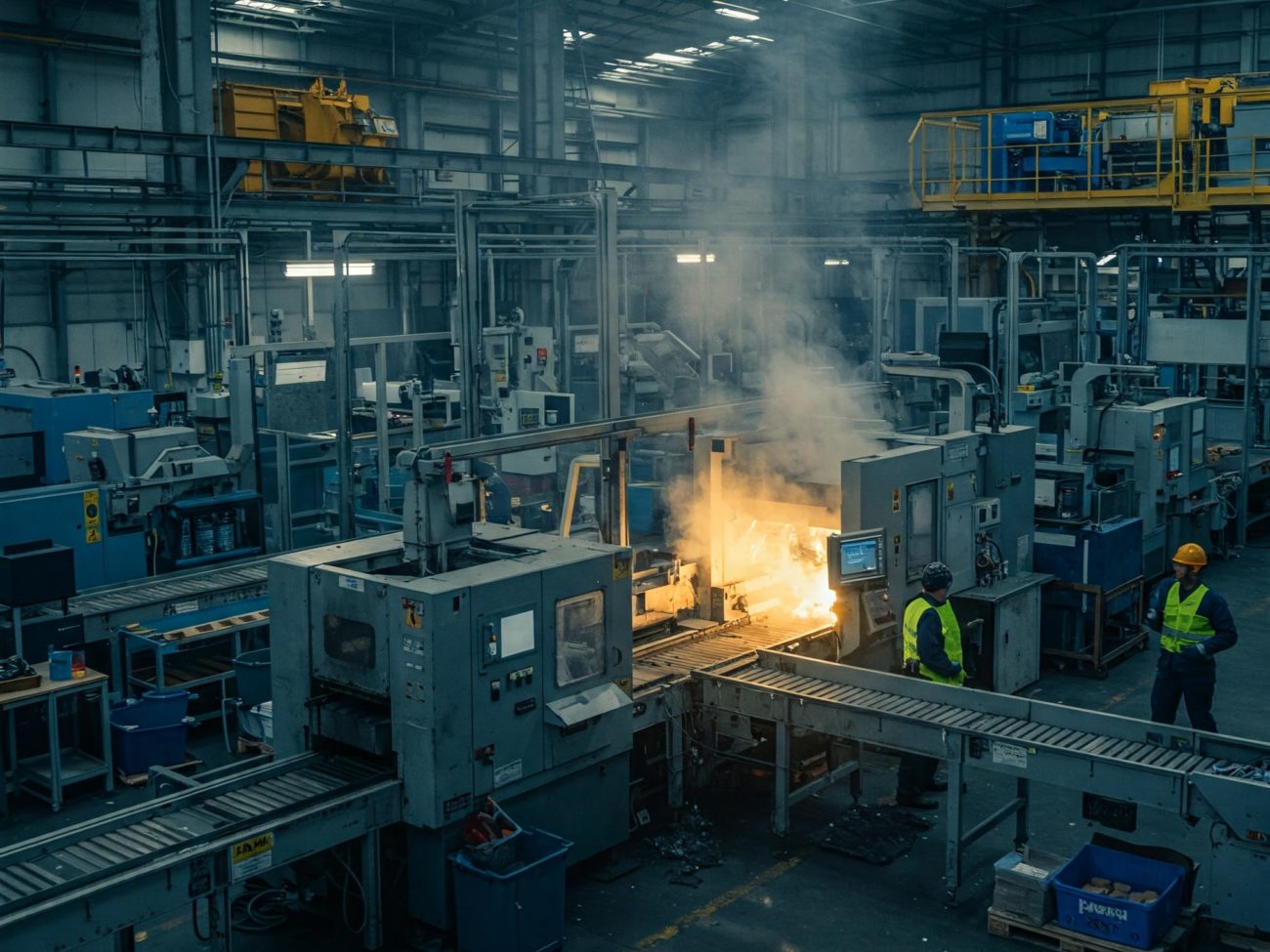 Début d'incendie sur un outil de production industrielle, le début d'une crise continuité de la production industriel