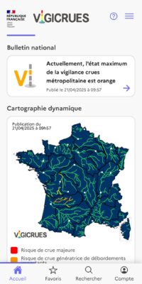 vigicrue carte application vigicrue