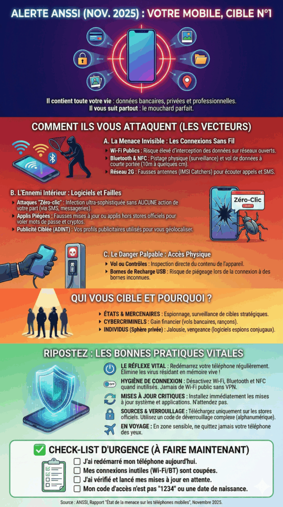 Smartphone alert Risques cyber smartphone